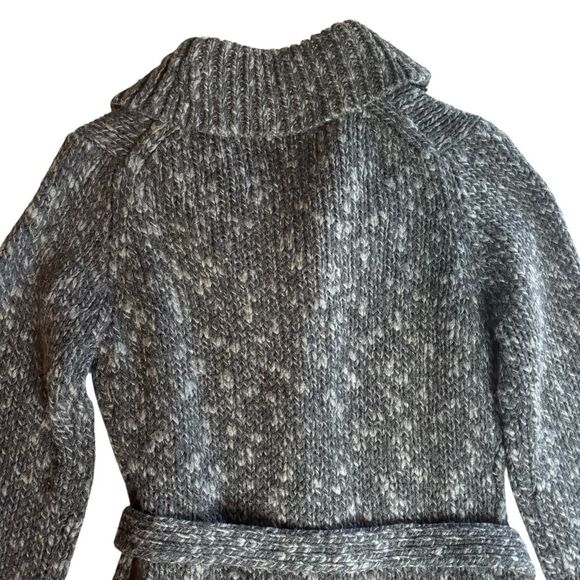 Vintage 90's Express Charcoal Grey Wool Blend Belted Longline Cardigan Sweater L - Picture 5 of 13